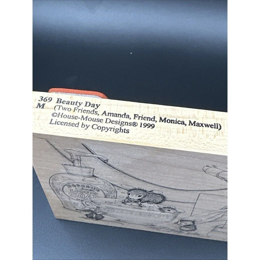 House Mouse BEAUTY DAY Stamp Stampa Rosa Teacup Bubble Bath Friends Vintage RARE